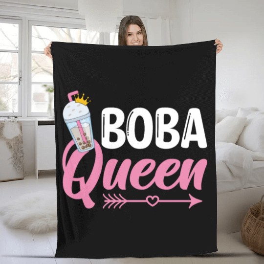Boba Queen Bubble Tea Lover Boba Tea Drinker Fleece Blankets