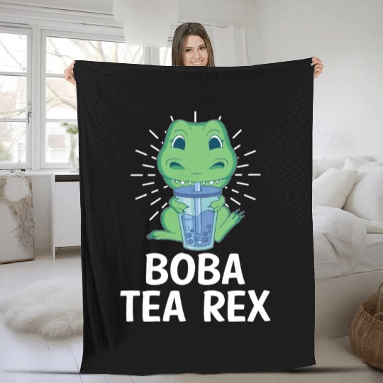 Boba Tea Rex Bubble Tea Lover Boba Tea Drinker Fleece Blankets