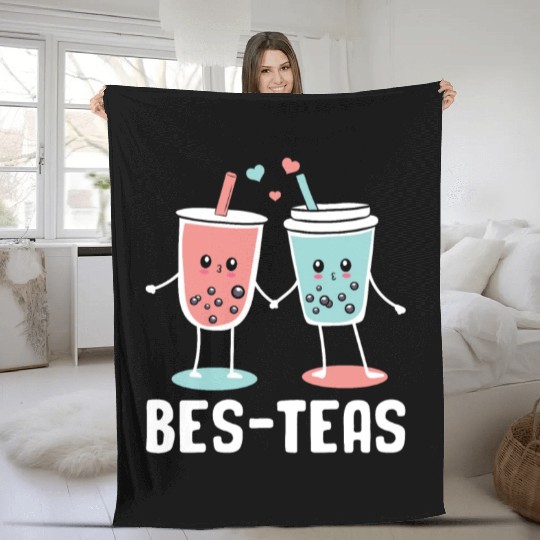 Bes Teas Bubble Tea Lover Boba Tea Drinker Korean Fleece Blankets