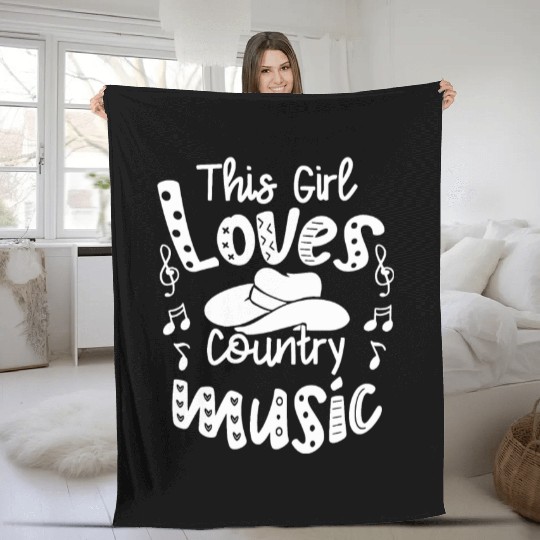 Funny Music Lover This Girl Loves Country Musicwes Fleece Blankets