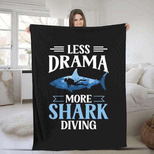 Less Drama More Shark Diving Animal Sharks Lover Fleece Blankets