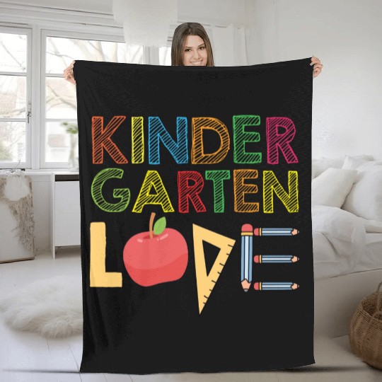 Kindergarten Love Teacher student Classroom Tools Fleece Blankets