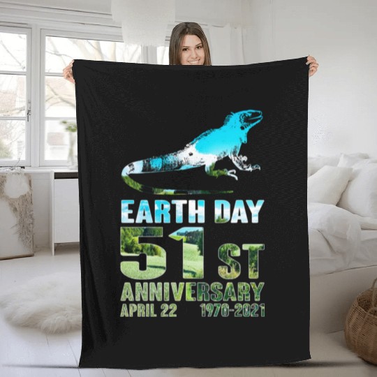 Earth Day 51st Anniversary April 22 Iguana Lover Fleece Blankets
