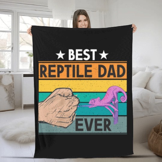 Reptile Dad Ever Lizard Father Daddy Animal Lover Fleece Blankets