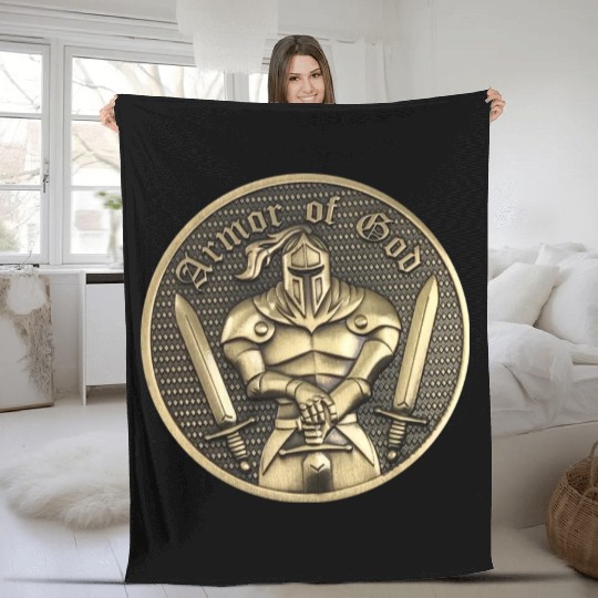 Armor of god christian knight Fleece Blankets