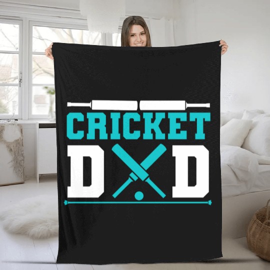 Cool Cricket Dad For Cricket Sports Lover Fleece Blankets
