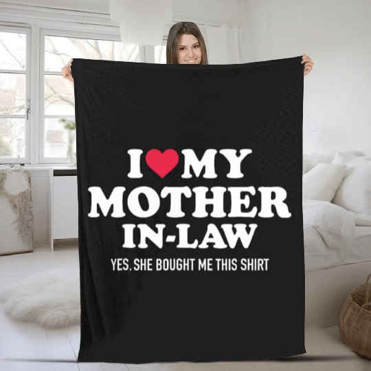 I Love My Mother-In-Law Big Heart For Son-In-Law F Fleece Blankets