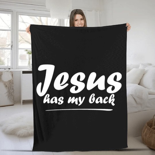 Jesus Has My Back Fleece Blankets