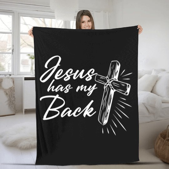 Jesus Has My Back 2 Fleece Blankets