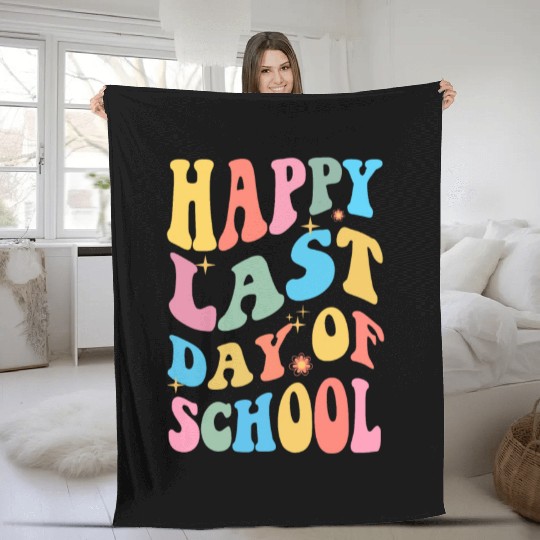 Groovy Happy Last Day of School Teacher Student Fleece Blankets