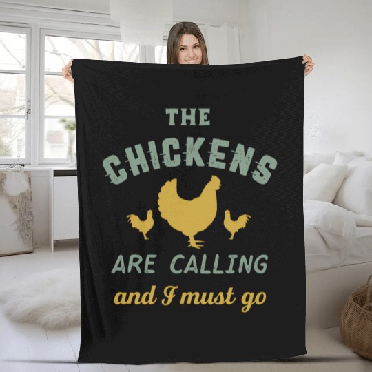 The Chickens Are Calling Country Farmer Fleece Blankets