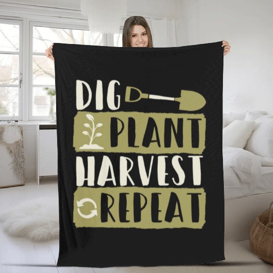 Dig Plant Harvest Repeat Local Farm Lover Funny Fleece Blankets