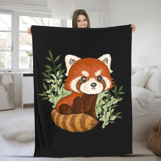 Red Panda In Nature Fleece Blankets