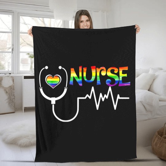 LGBT Nurse Rainbow Flag LGBT Gay Lesbian Bi Pride Fleece Blankets