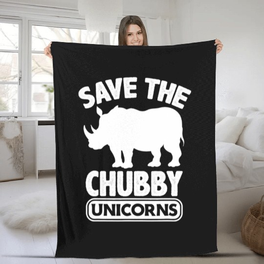 Save The Chubby Unicorns Fat Rhino Vintage Fleece Blankets