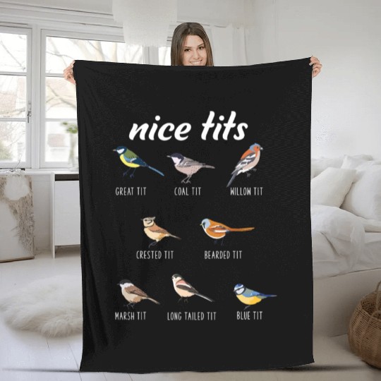 Funny Nice Tits Birdwatching Bird Watching Birding Fleece Blankets