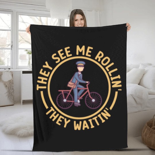 Postal Worker Mail Lady Mail Carrier Postal Fleece Blankets