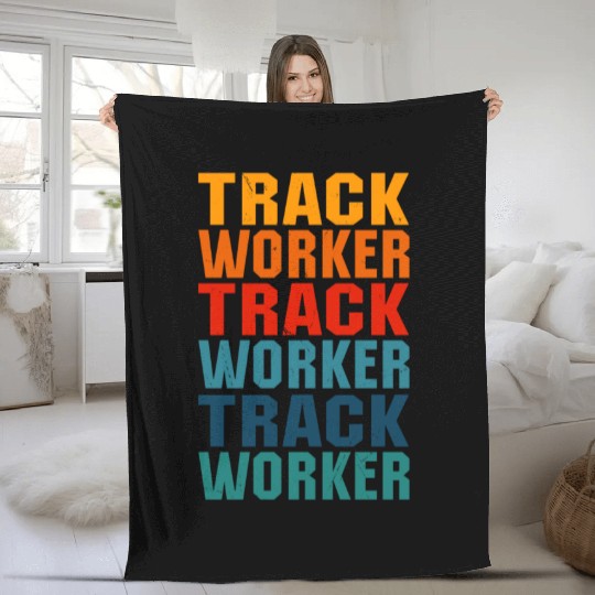 Awesome Track Worker Lettering Design Fleece Blankets