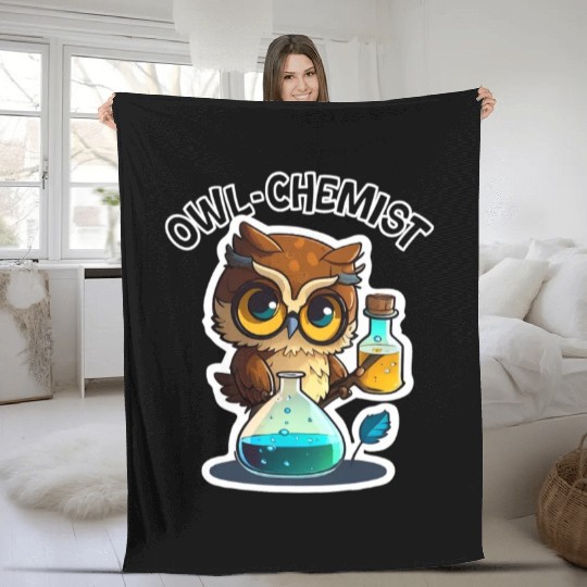 Science Cute Chemistry Nerd Owl Chemist Animals Ge Fleece Blankets