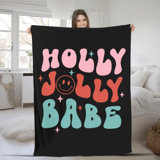 Holly Jolly Babe Fleece Blankets