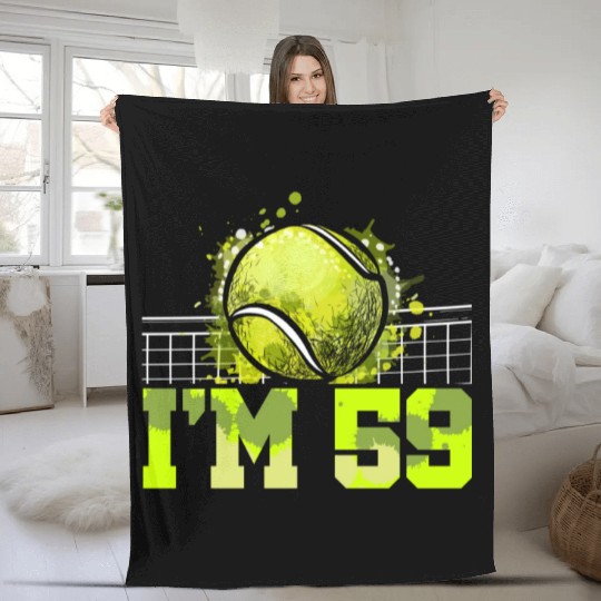 I'm 59 Racket Sports Tennis Player Adult 59th Fleece Blankets