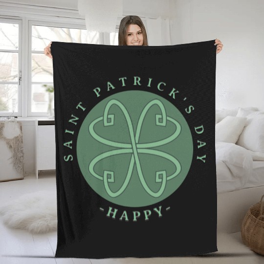 Happy Saint Patrick s Day Shamrock Fleece Blankets