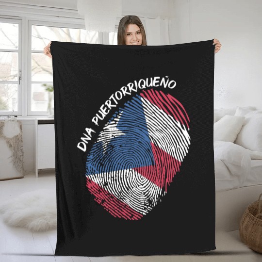 Puerto Rico Flag Fingerprint For Boricua Usa Fans Fleece Blankets