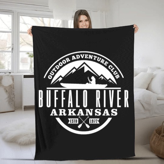 Canoe Buffalo River Fleece Blankets