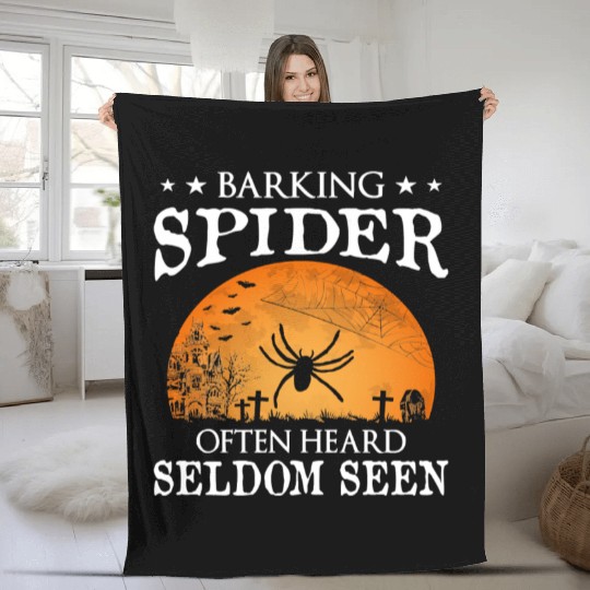 Halloween Barking Spider Funny Halloween Pumpkin Fleece Blankets