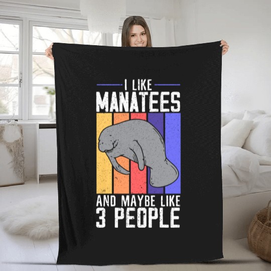 I Like Manatees Dugong Sea Cow Manatee Lover Fleece Blankets