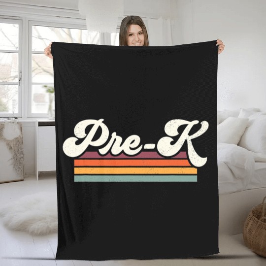 Retro Pre K Teacher Back To School Fleece Blankets
