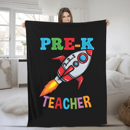Space Pre K Teacher Preschool Back To School Fleece Blankets