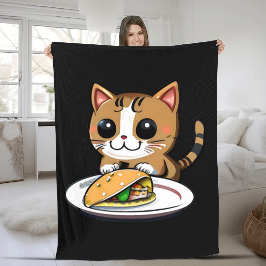 Cute Cat and Taco: A Playful Combination for Your Fleece Blankets