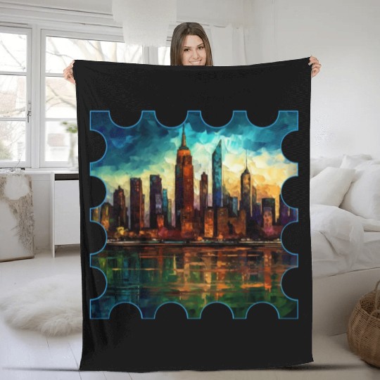 New York skyline Reverie A Symphony of Dreams Fleece Blankets