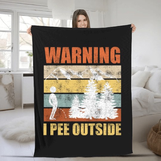 Wanderlust funny I love peeing outside Fleece Blankets