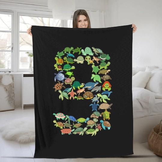 9th Birthday Sea Turtle Tortoise Theme 9 Year Old Fleece Blankets