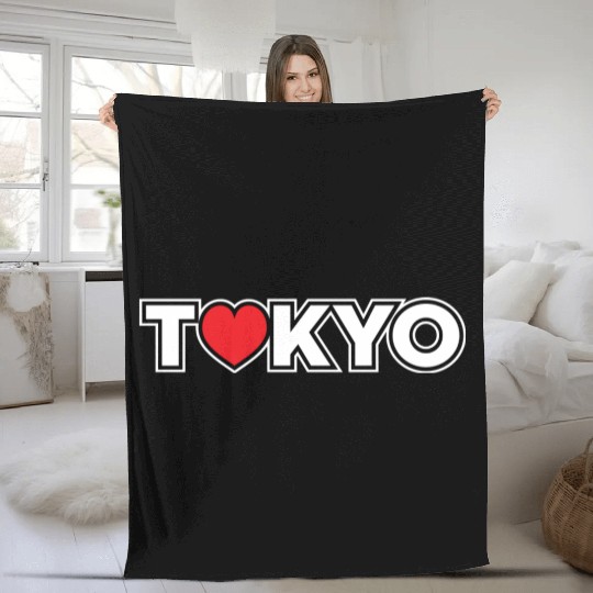 Red Tokyo Heart Love Japan Japanese Icon Souvenir Fleece Blankets