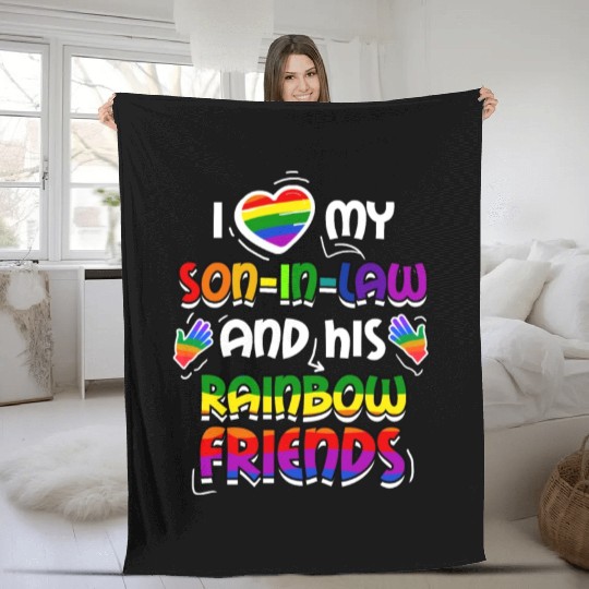 I Love My Son In Law And His Rainbow Friends Fleece Blankets