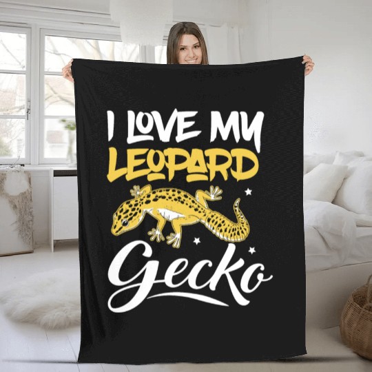 I Love My Leopard Gecko Reptile Lizard Lover Fleece Blankets