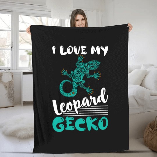 I Love My Leopard Gecko Lizard Lover Reptile Fleece Blankets