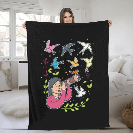 Bird Birdwatching Birdwatcher Fleece Blankets