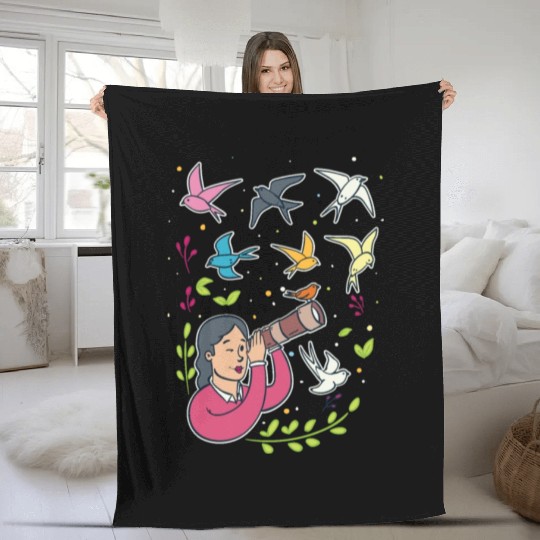 Bird Birdwatching Birdwatcher Fleece Blankets