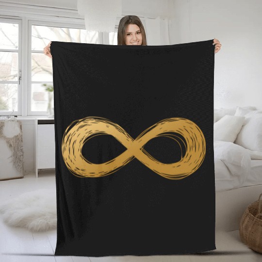 Golden Infinity Neurodiversity Symbol Autism Aware Fleece Blankets