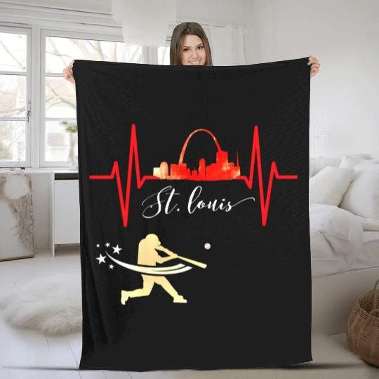 Saint Louis Red Cardinal Dress Heartbeat Baseball Fleece Blankets