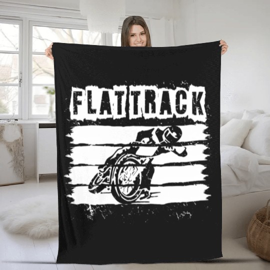 Flat Track Motorcycle Dirt Track Speedway Fleece Blankets