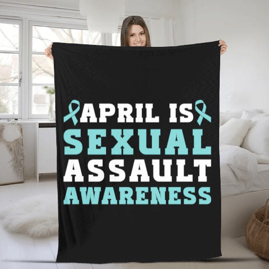 April Is Sexual Assault Awareness Teal Ribbon Fleece Blankets