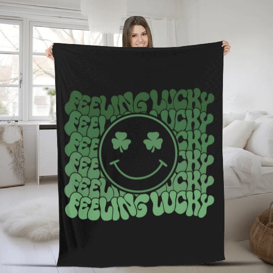 Feeling Lucky Saint Paddys Irish Smiling Icon Sham Fleece Blankets