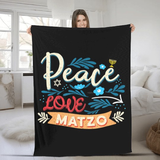 Passover Peace Love Matzo Funny Seder Jewish Holid Fleece Blankets