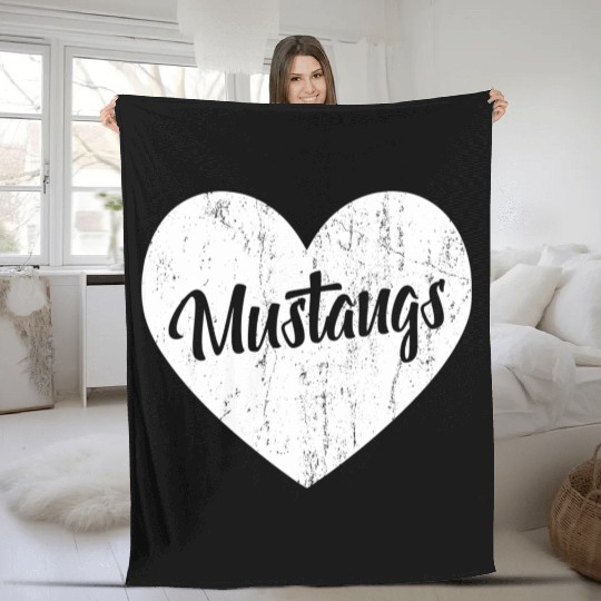 Mustangs School Sports Fan Team Spirit Mascot He Fleece Blankets