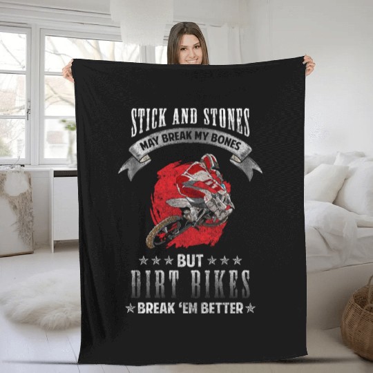 Dirt Bike Adrenaline Extreme Sport Fan Fleece Blankets